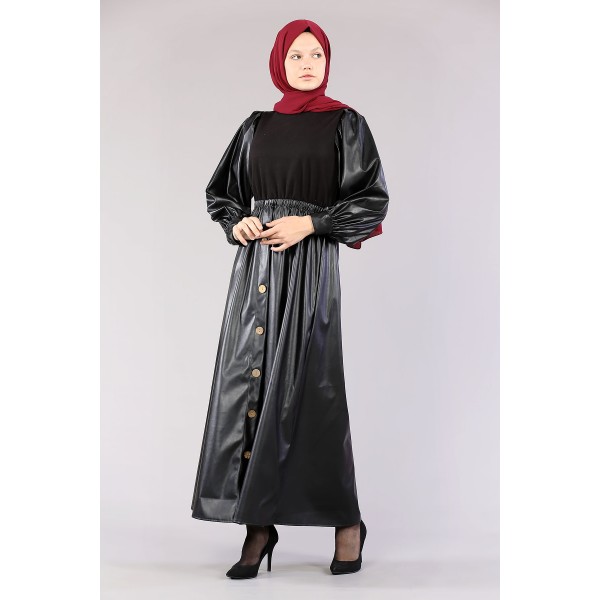 Tekbir 6023 Leather Garni Dress