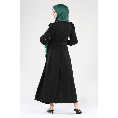 Tekbir Ikoll Collar and Sleeves Stone Detailed Dress Tekbir Ikoll Collar and Sleeves Stone Detailed Dress