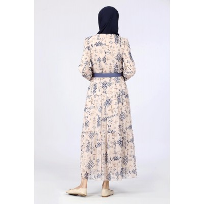 Tekbir Aşkı Şima Belted Leaf Dress Tekbir Aşkı Şima Belted Leaf Dress