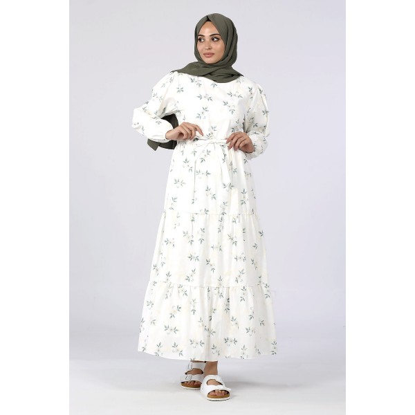 Tekbir Revival Embroidered Floral Pattern Dress