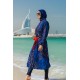 Mayo burkini Marina Patterned Navy Blue Full Covered Hijab Swimsuit M2305