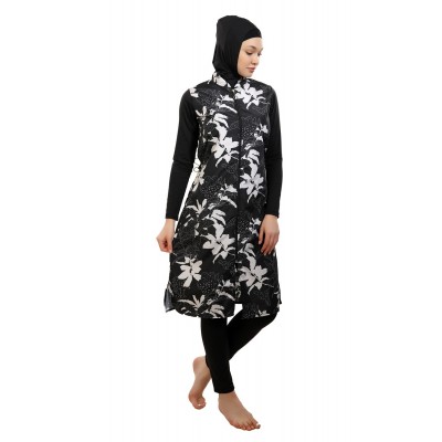 Mayo Burkini Crocus Ecru Flower Patterned Swimsuit