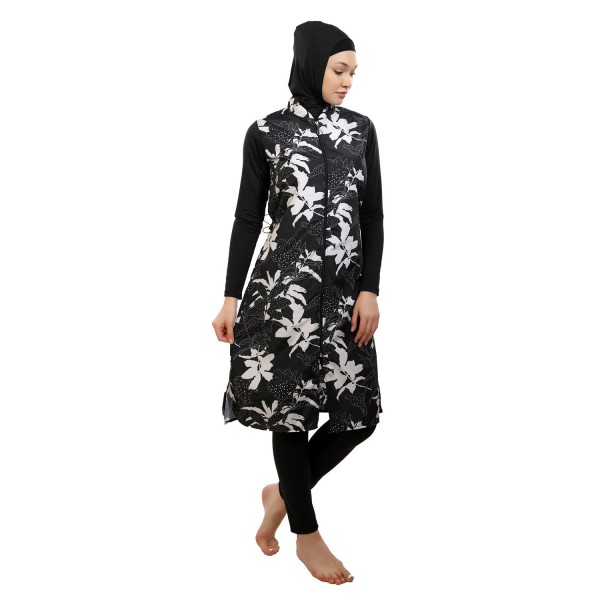 Mayo Burkini Crocus Ecru Flower Patterned Swimsuit