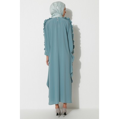 Filizzade Woman Abaya Mint Unlined - Crew neck Filizzade Woman Abaya Mint Unlined - Crew neck
