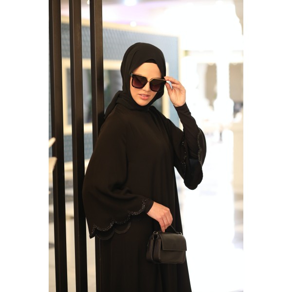 Abaya BLACK SLICE STONE FERRACE