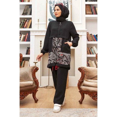 Tekbir Mesh Detailed Suit Black Tekbir Mesh Detailed Suit Black