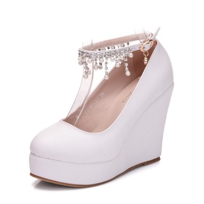 Wedding Shoes Women's Leatherette Wedge Heel Closed Toe Platform Pumps Wedges Wedding Shoes Women's Leatherette Wedge Heel Closed Toe Platform Pumps Wedges