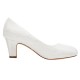 Wedding Shoes Women's Silky Satin Chunky Heel Closed Toe Pumps