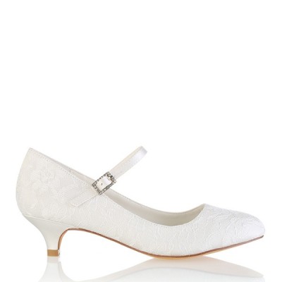 Wedding Shoes Women's Lace Silky Satin Pointed Heel Closed Toe With Crystal Wedding Shoes Women's Lace Silky Satin Pointed Heel Closed Toe With Crystal