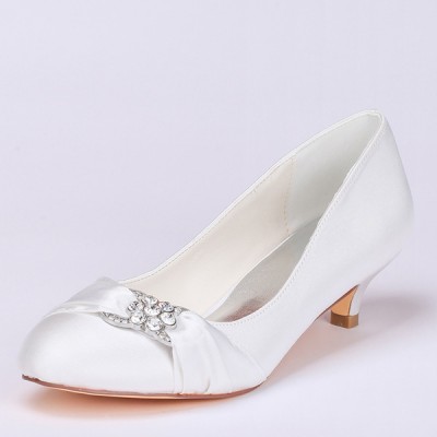 Wedding Shoes Women's Satin Stiletto Heel Closed Toe Pumps With Rhinestone Wedding Shoes Women's Satin Stiletto Heel Closed Toe Pumps With Rhinestone