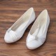 Wedding Shoes Women's Satin Flat Heel Closed Toe Flats With Bowknot Rhinestone