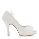 Wedding Shoes Women's Silky Satin Stiletto Heel Peep Toe Pumps Sandals With Stitching Lace