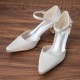 Wedding Shoes Women's Satin Chunky Heel Closed Toe Pumps