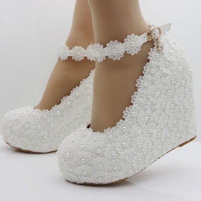 Wedding Shoes Women's Leatherette Wedge Heel Closed Toe Platform Pumps Wedges Wedding Shoes Women's Leatherette Wedge Heel Closed Toe Platform Pumps Wedges