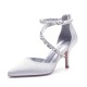 Wedding Shoes Women's Satin Stiletto Heel Sandals With Rhinestone Zipper