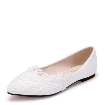 Wedding Shoes Women's Leatherette Flat Heel Closed Toe Flats With Applique Wedding Shoes Women's Leatherette Flat Heel Closed Toe Flats With Applique
