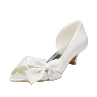 Wedding Shoes Women's Satin Low Heel Peep Toe Sandals With Bowknot Wedding Shoes Women's Satin Low Heel Peep Toe Sandals With Bowknot