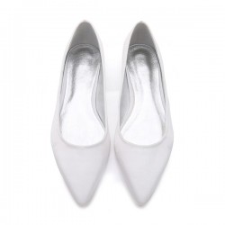 Wedding Shoes Women's Silky Satin Flat Heel Closed Toe Flats