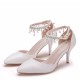 Wedding Shoes Women's Leatherette Stiletto Heel Closed Toe Pumps Sandals Mary Jane With Pearl 