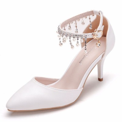 Wedding Shoes Women's Leatherette Stiletto Heel Closed Toe Pumps Sandals Mary Jane With Pearl Wedding Shoes Women's Leatherette Stiletto Heel Closed Toe Pumps Sandals Mary Jane With Pearl