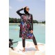 Mayo burkini Marina Black Women's Pattern Detailed Design Hijab Swimsuit M2266