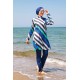 Mayo burkini Marina Navy Blue Striped Design Fully Covered Hijab Swimsuit 1953