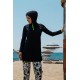 Mayo burkini  Rivamera Pattern Detailed Black Hijab Swimsuit R1116