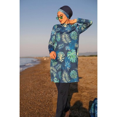 Mayo burkini Marina Hijab Swimsuit Leaf Pattern M2112 Mayo burkini Marina Hijab Swimsuit Leaf Pattern M2112