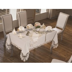 Luxury tablecloth Beste Table Cloth 160x260 Cm 26 Pieces Cream