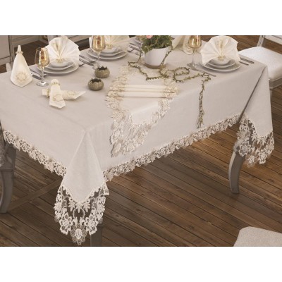 Luxury tablecloth Beste Table Cloth 160x260 Cm 26 Pieces Cream Luxury tablecloth Beste Table Cloth 160x260 Cm 26 Pieces Cream