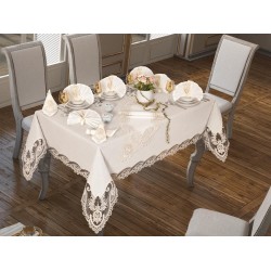 Luxury tablecloth İhtisam Table Cloth 160x260 Cm 26 Pieces Cream