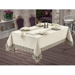 Luxury tablecloth Star Lace Dinnerware with French Guipure - 26 Pieces
