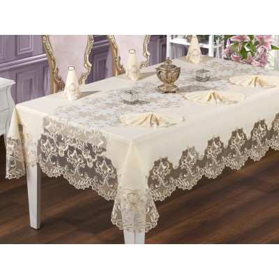 Luxury tablecloth French Guipure Masal Lace Dinnerware - 25 Pieces Luxury tablecloth French Guipure Masal Lace Dinnerware - 25 Pieces