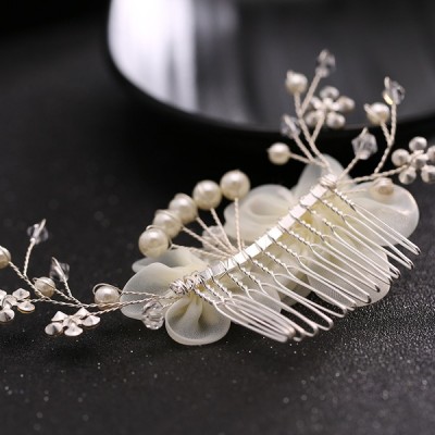 Wedding Accessories Ladies Elegant Alloy Imitation Pearls Silk Flower Combs Wedding Accessories Ladies Elegant Alloy Imitation Pearls Silk Flower Combs