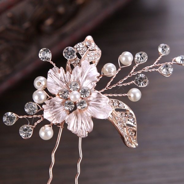 Wedding Accessories Ladies Beautiful Rhinestone Alloy Imitation Pearls Hairpins