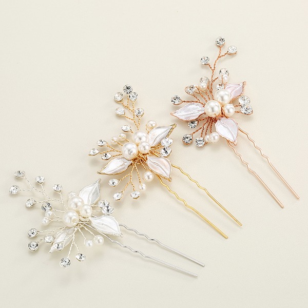 Wedding Accessories Ladies Glamourous Alloy Hairpins With Venetian Pearl