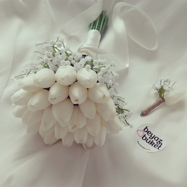 Wedding Bouquet Cipso White Tulip Bridal Bouquet