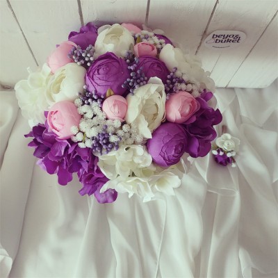 Wedding Bouquet Purple White Erengul Hydrangea Bridal Flower Bouquet Wedding Bouquet Purple White Erengul Hydrangea Bridal Flower Bouquet